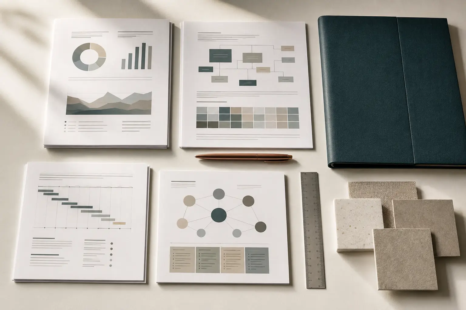 Organized business analysis documents and planning materials