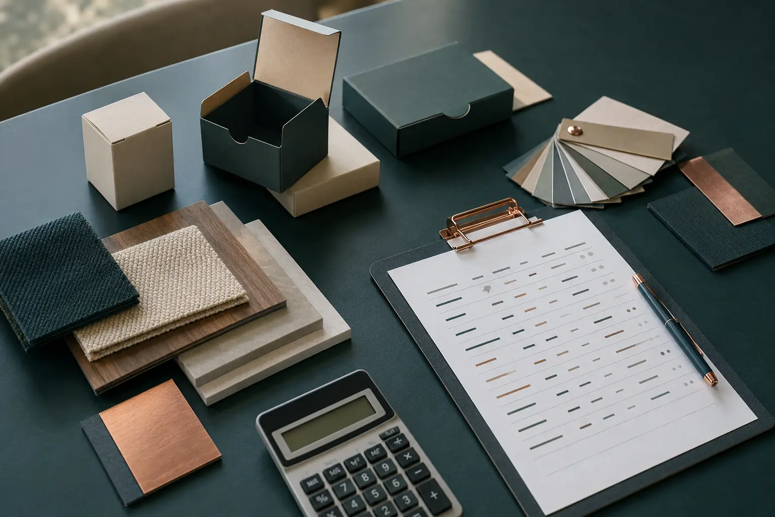 Supplier comparison and sourcing materials arranged for evaluation